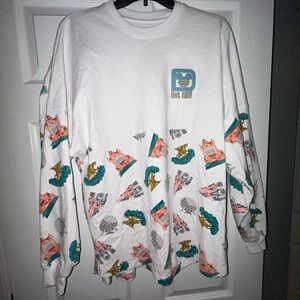 Disney White Graphic Sweatshirt with Multicolor Design